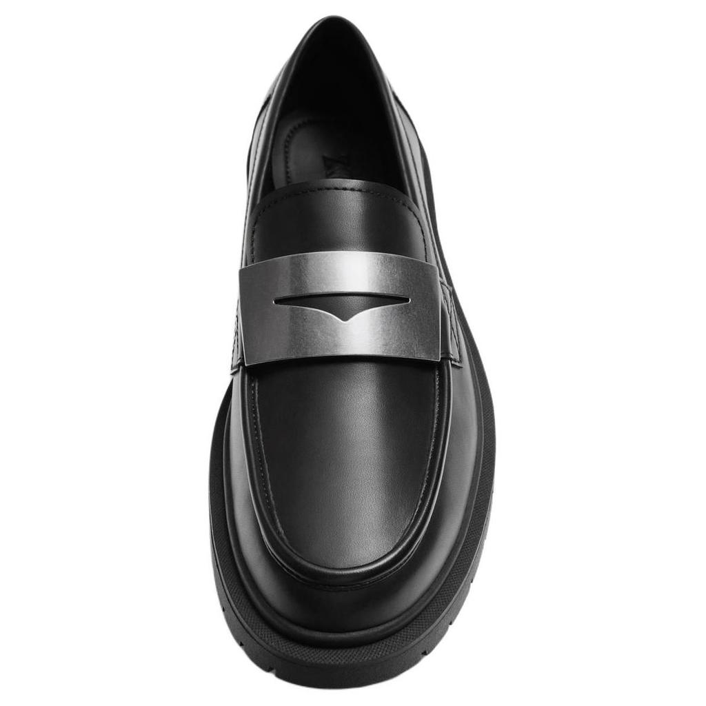 Zara Pu Round Toe Fashion Comfortable Loafers Men Loafers Black 12625420