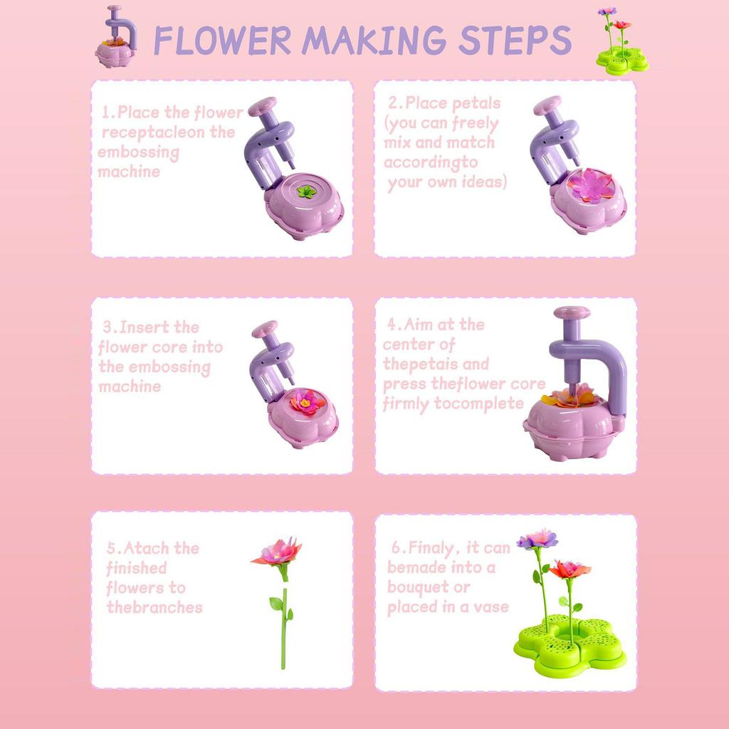 Flower Embossing Machine Children's Creative DIY Handicraft Flower Kit Toy Handmade Simulation Bouquet Making Flower Arrangement