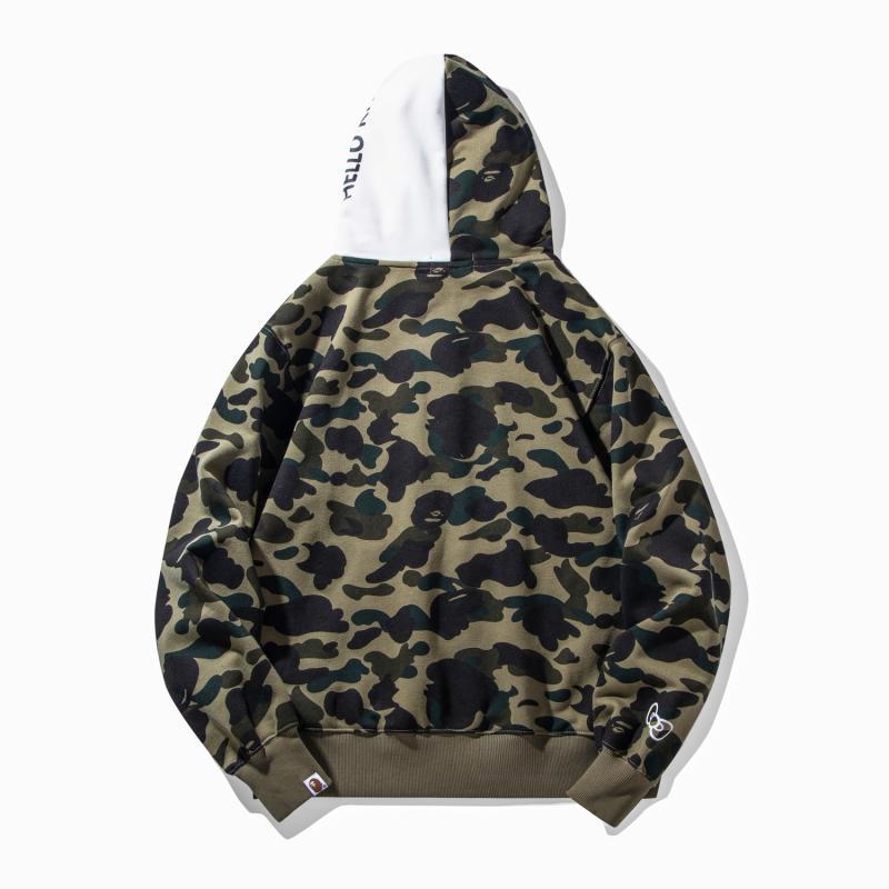 Hello Kitty Camouflage Shark Head Hoodie: Men's Cartoon Zipper Jacket