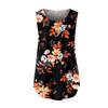 Women's Fashion Floral Printing Pleated Sleeveless Casual T-shirt Vest Button Top