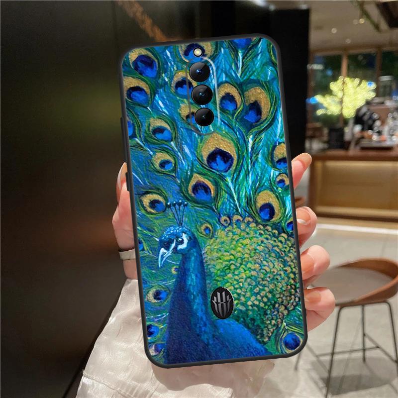 Vogel Pfauenfeder Hülle Für ZTE Nubia Red Magic 11 10 9 8 9S 8S 10S Pro Plus 6 7 6S 7S Für RedMagic 10 Air Cover