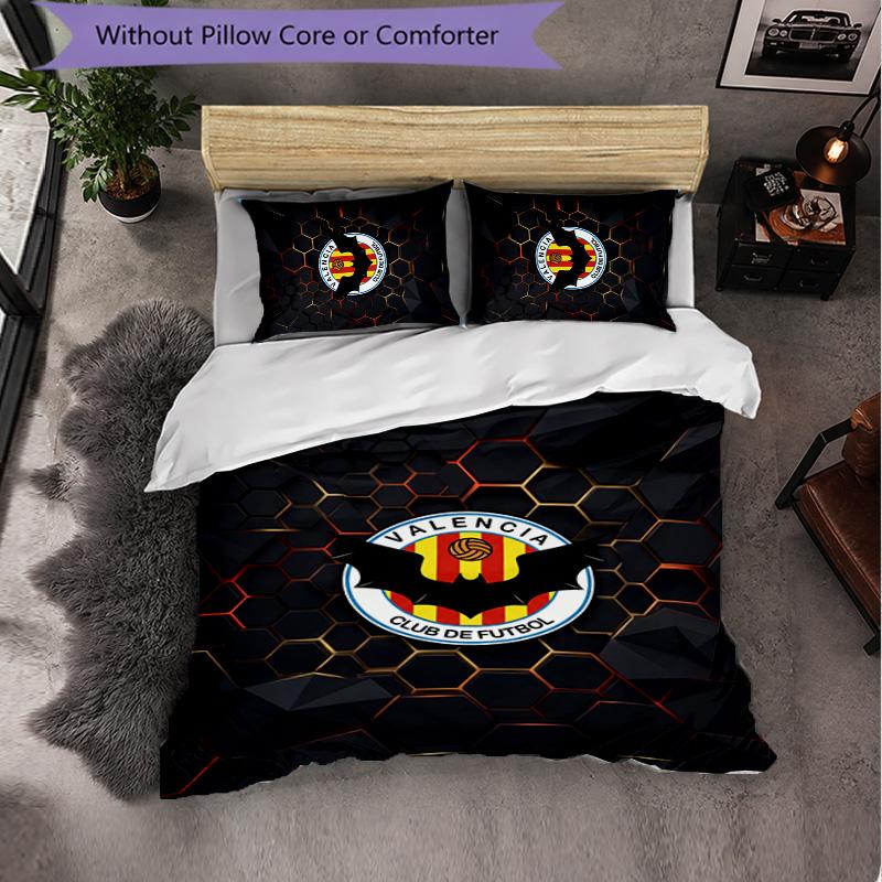 Valencia FC Themed Bedding 3Pcs Duvet Cover Set Decorative Bed Linen For Teen Room Home Decoration