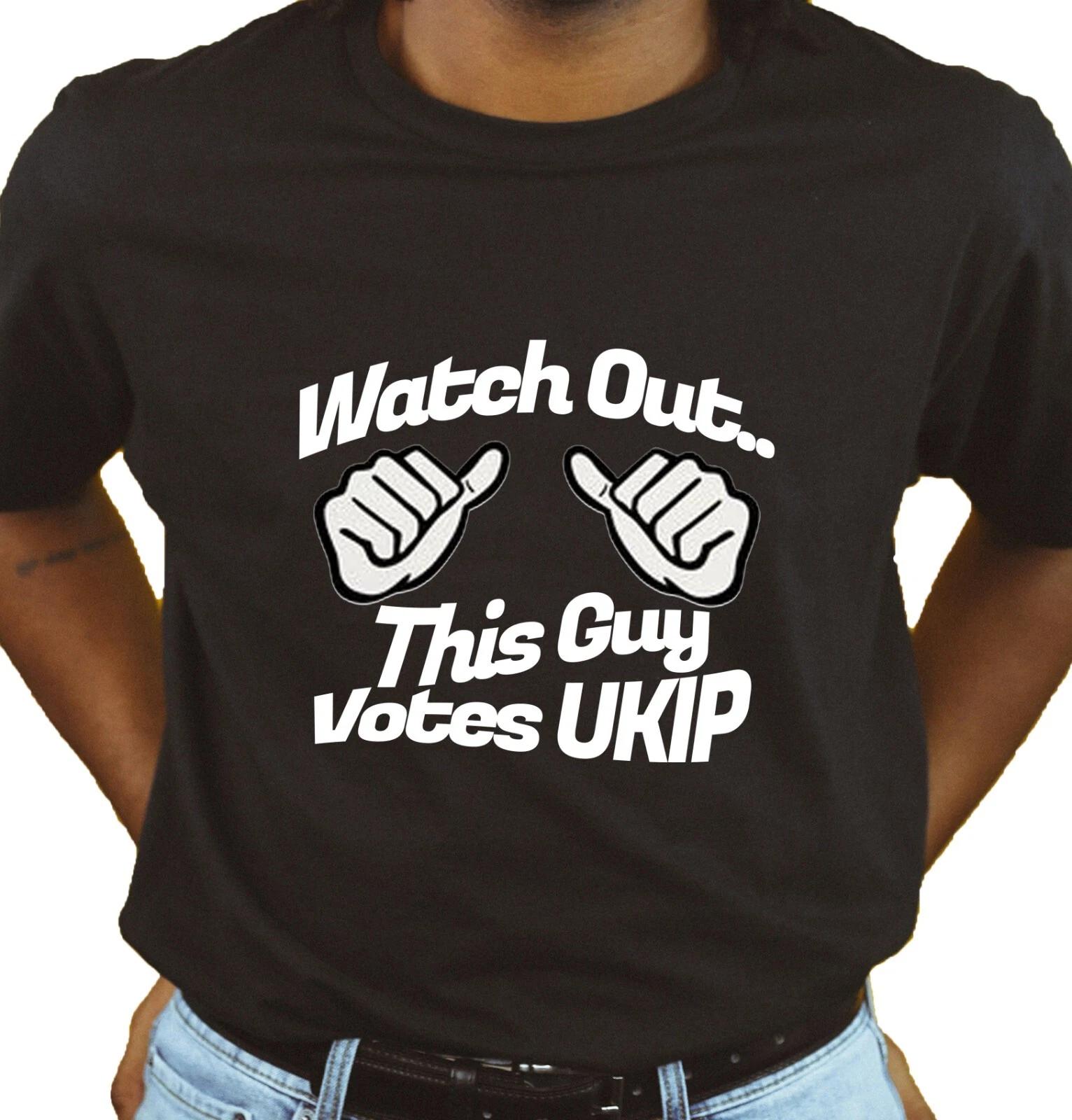 Унисекс футболка - Осторожно, этот парень голосует за UKIP - Забавная футболка для всеобщих выборов XL