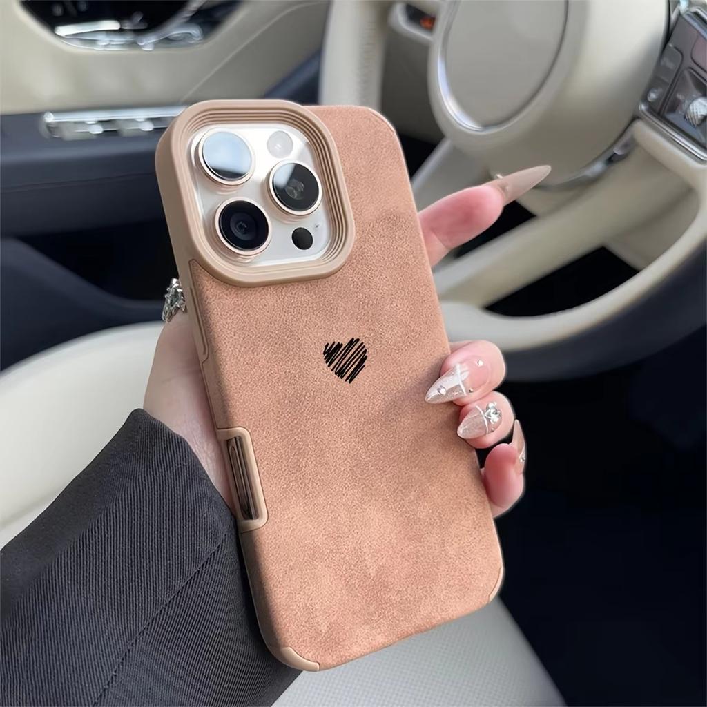 Black Line Love Heart Faux Leather Phone Case For iPhone 17 16 15 14 13 12 11 Pro Max Plus X XR XS Max 17 Air Shockproof Cover