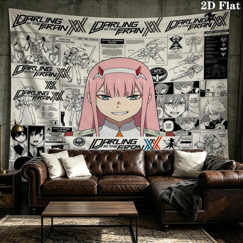Franxx Wall Tapestry Aesthetic Wall Hanging Printed Fabric Blanket Decorative Tapestries For Bedroom Living Room Home Decor