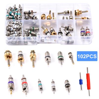 102Pcs Car Air Conditioner Valve Cores Assortment A/C Shrader Valve Core Tool R134 R12 HVAC Valves Kit Auto Accessories Outils