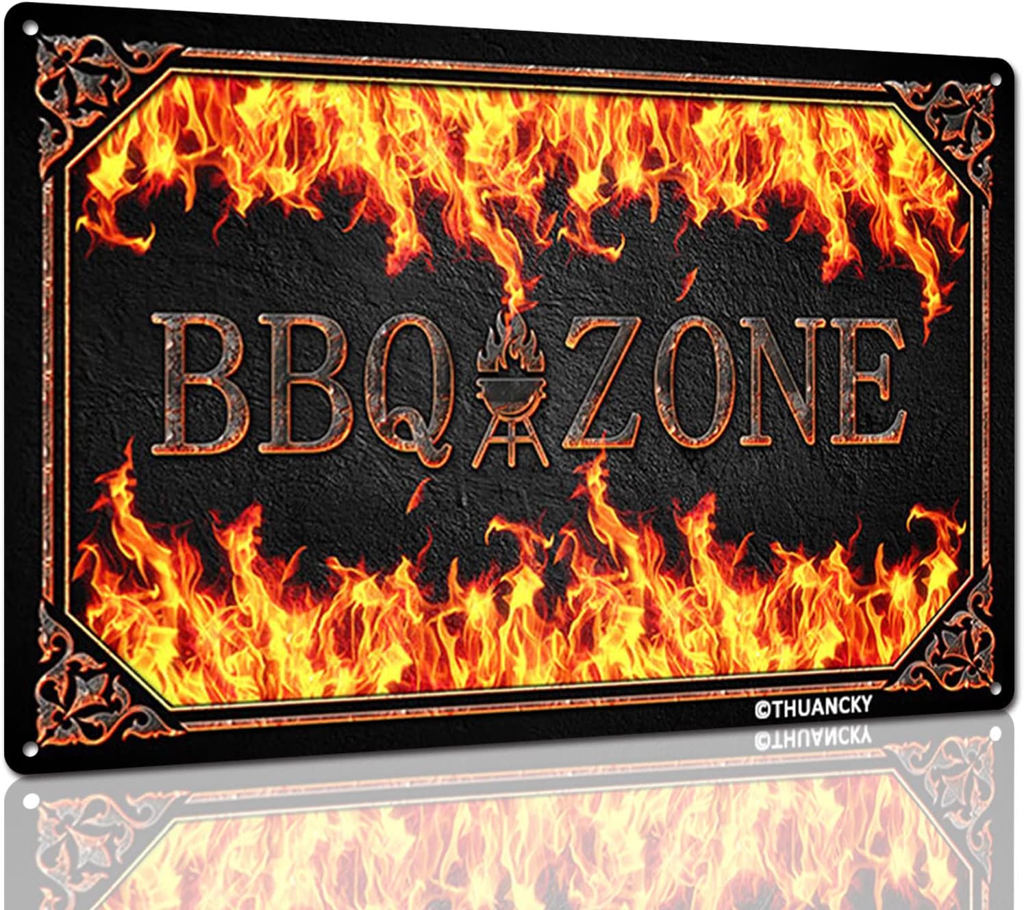 

1vTHUANCKY Tin Sign BBQ Zone Backyard BBQ Sign Decorations for Bar Patio Porch Restaurant BBQ Accessories aluminum aluminum 20x30cm