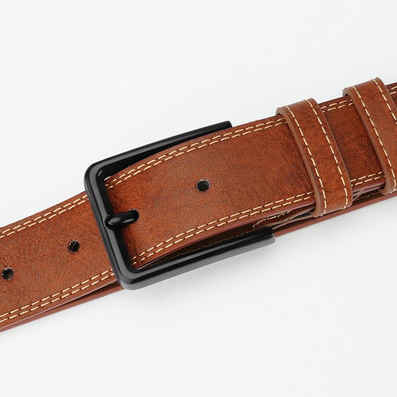 Belt for Men's Pin Buckle Trendy Business Retro Cowhide Belt Simple and Versatile Middle Aged and Young Pants for Men