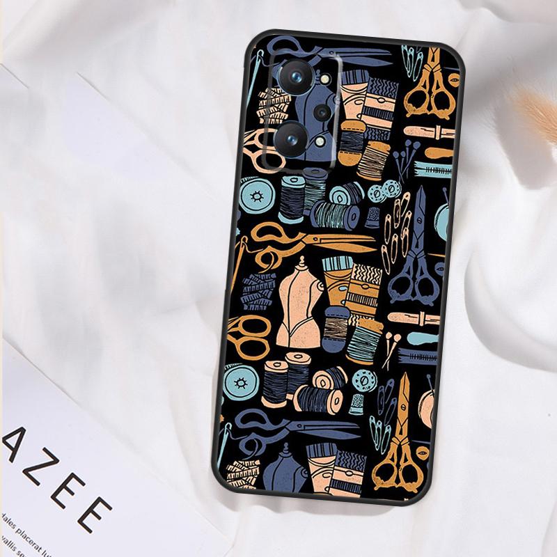 Sewing Scissors Buttons Case For Realme GT7 Pro GT6 11 12 13 14 15 Pro Plus C55 C53 C35 C33 C61 C65 C67 C53 C71 C75