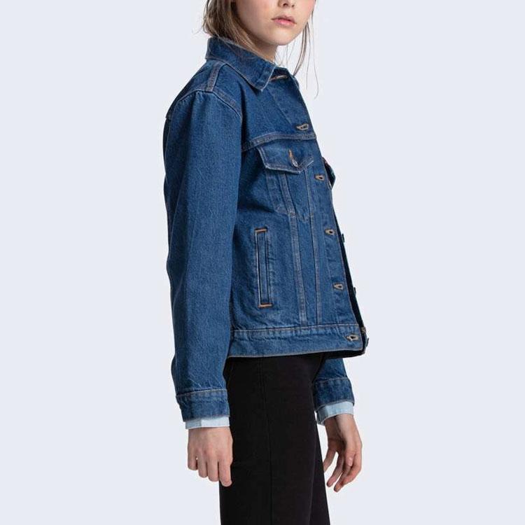Levis Simple Collar Long Sleeve Denim Jacket Women Jackets Blue 29944-0011