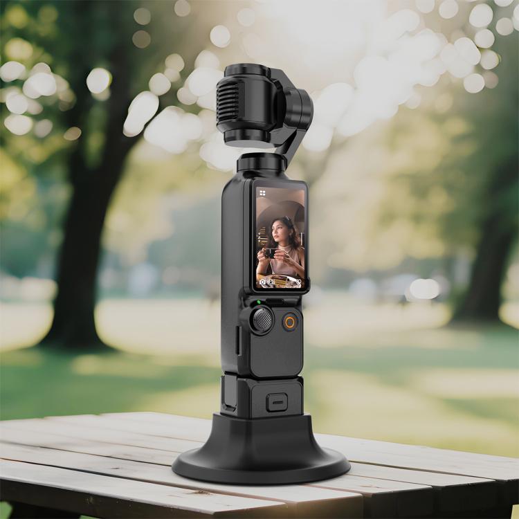 For DJI Osmo Pocket 4 / 3 PULUZ Adhesive Type Silicone Dock Desktop Base Bracket (Black)