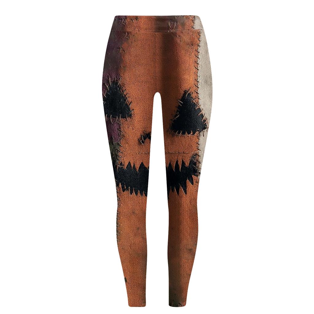Women's Casual Fashion Outdoor Halloween Printed Slim Elastic Yoga Pants Cropped Pants