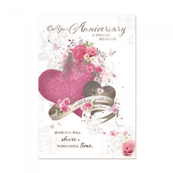 Simon Elvin A Special Message Heart Anniversary Greetings Card (Pack of 6)
