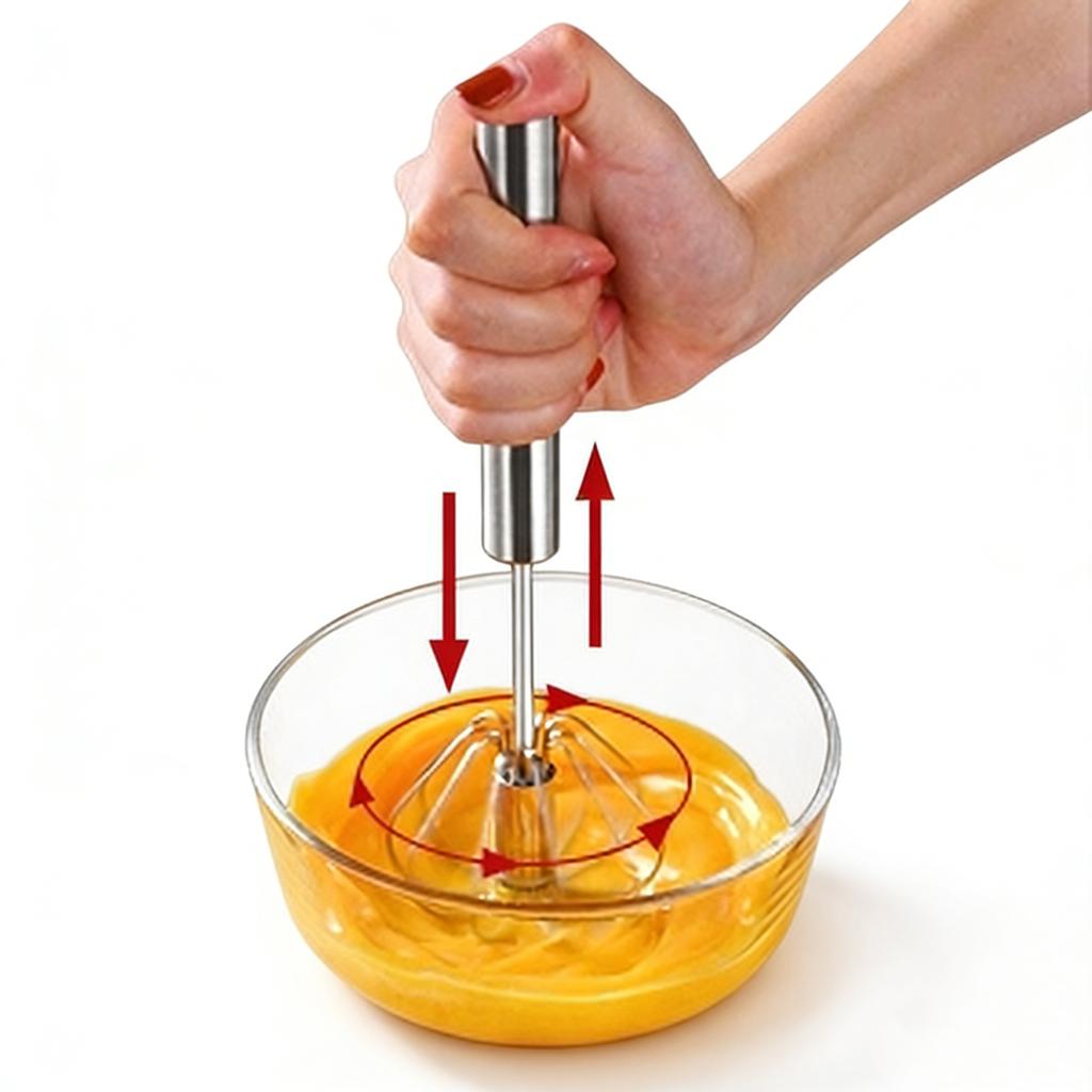 4-Speed Manual Mixing Handheld Blender - Battery-Free for Batter Sauce Egg Baby Food Baking Cooking