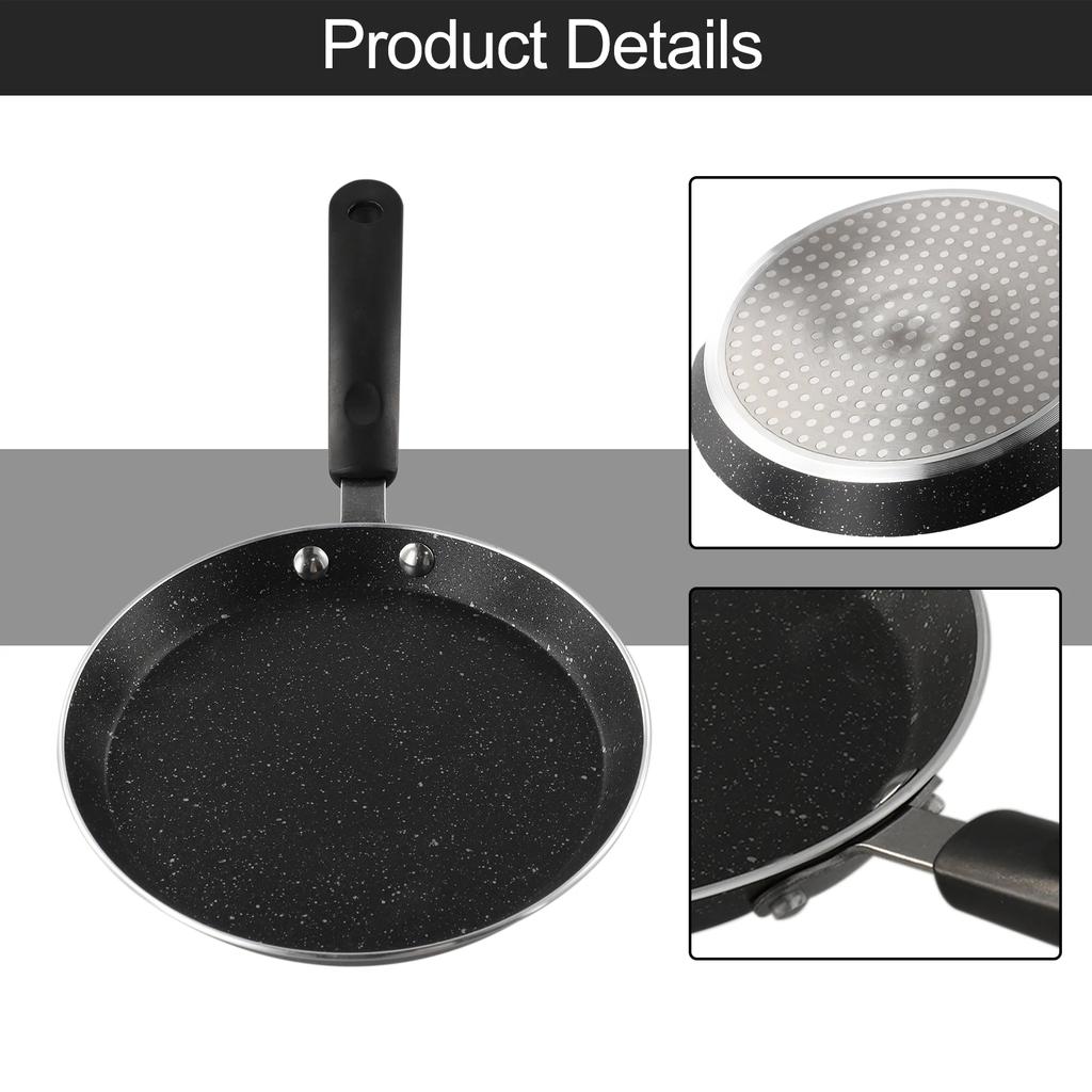 Crepe Pan Frying Pan Healthy Marble Coated Metal Pancake Maker For Gas And Induction Cooker Anti-scalding Handle