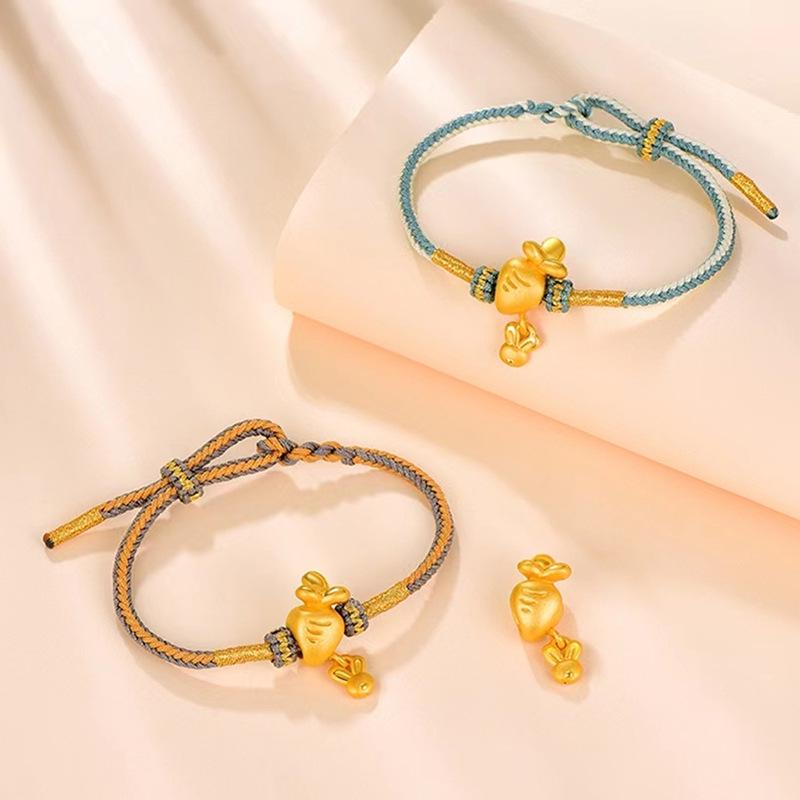 

2022 Рожеве золото та Редиска Білий Кролик Ручний Шкіряний Браслет, Унісекс Парний Стиль Прикраси