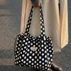 Korean Polka Dot Canvas Tote Bag Versatile Large Capacity Student Shoulder Bag Eco-friendly Breathable Supermarket Shopping Bag