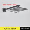 Stainless Steel Black Shower Head 8/10/12 Inch Chrome Rainfall Bath Head Wall Mounted Bathroom Accessories