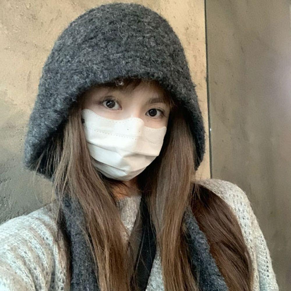 Thickened Ear Protection Hat Windproof Knitted Beanies Bonnet Cute Plush Earmuffs Cap  Women