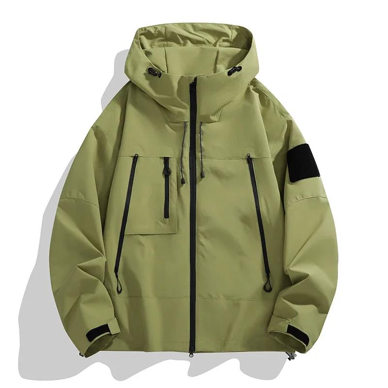 Spring Autumn Waterproof Jacket Men's Casual Fashion Multi-Pocket Windbreaker Women's Loose Coat Outdoor Fishing Sportswear