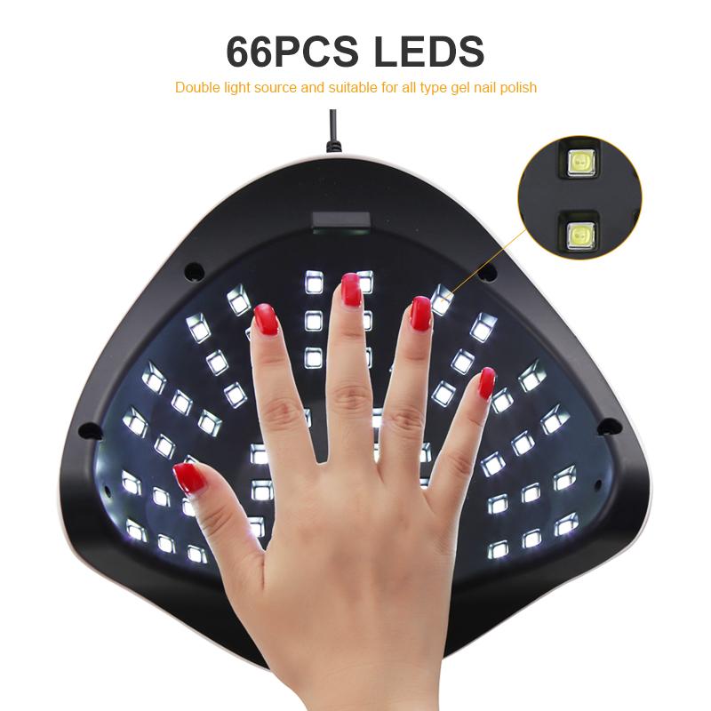 SUN X10 MAX UV LED Nageltrockner 66 LEDs Gel-Nagellack-Härtungslampe mit Bewegungssensor LCD-Display Schnelltrocknende Lampe für Nägel Maniküre-Werkzeug