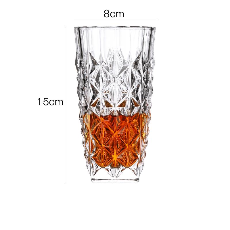 

330ml/380ml High End Whiskey Glasses Exquisite Glassware Diamond Carved Wine Glass Luxury Cocktail Glass Juice Cold Drink Cups 1pcs