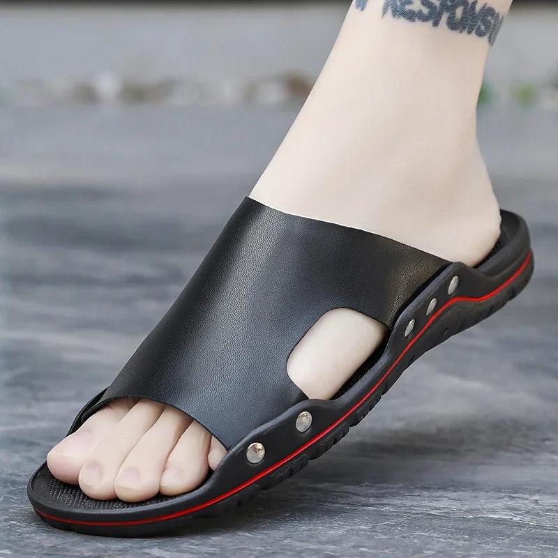 Men's Fashionable Slippers Summer Outer Wear Men's Non-Slip Anti-Odor Casual Outdoor Beach Shoes Classics Versatile Slippers