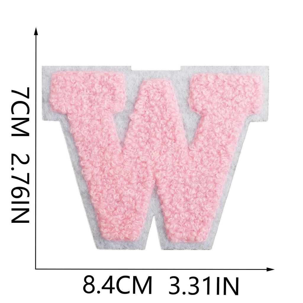 Roaring Sky A-Z Pink Chenille Embroidery Patch: 7cm Iron-on Sticker for Bags