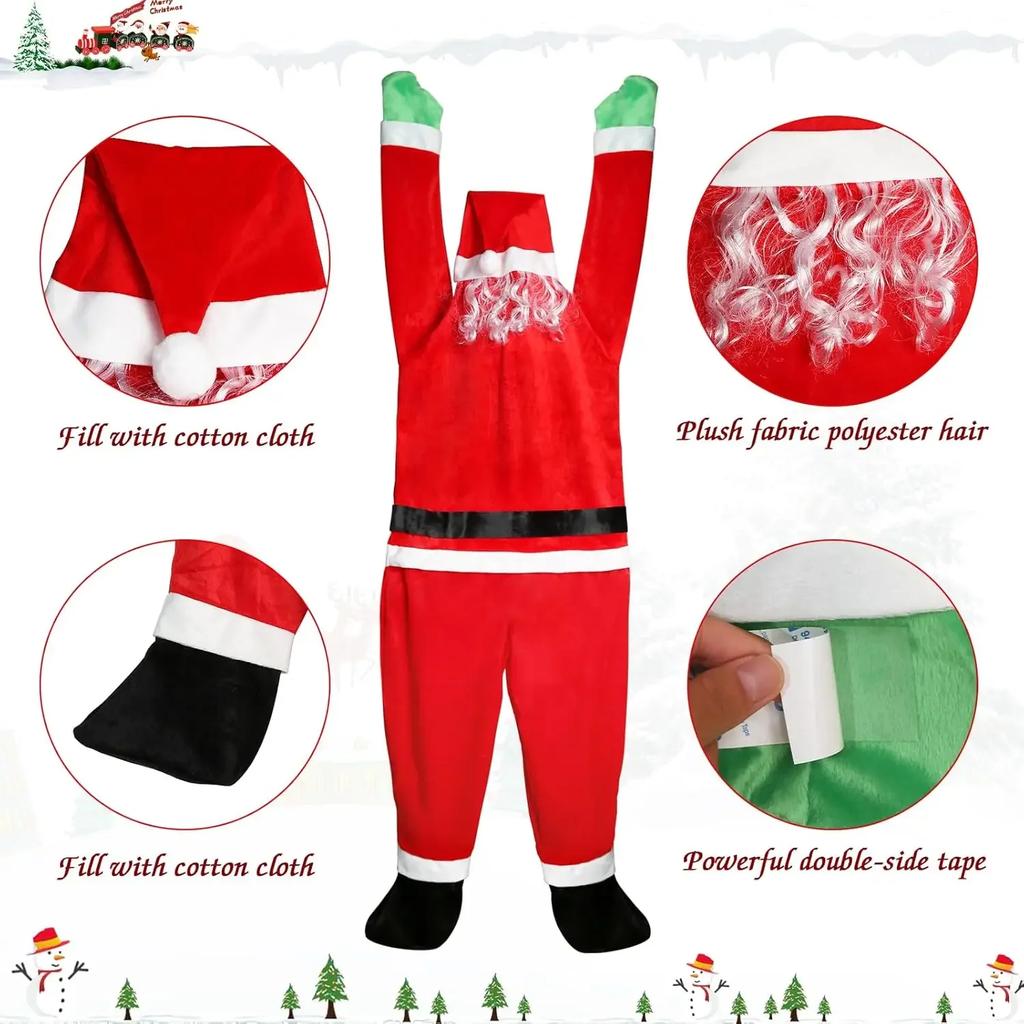 Christmas Climbing Santa Decor for Roof Hanging Display On Gutters Eaves Chimney Tree Window Outdoor New Year Decorations