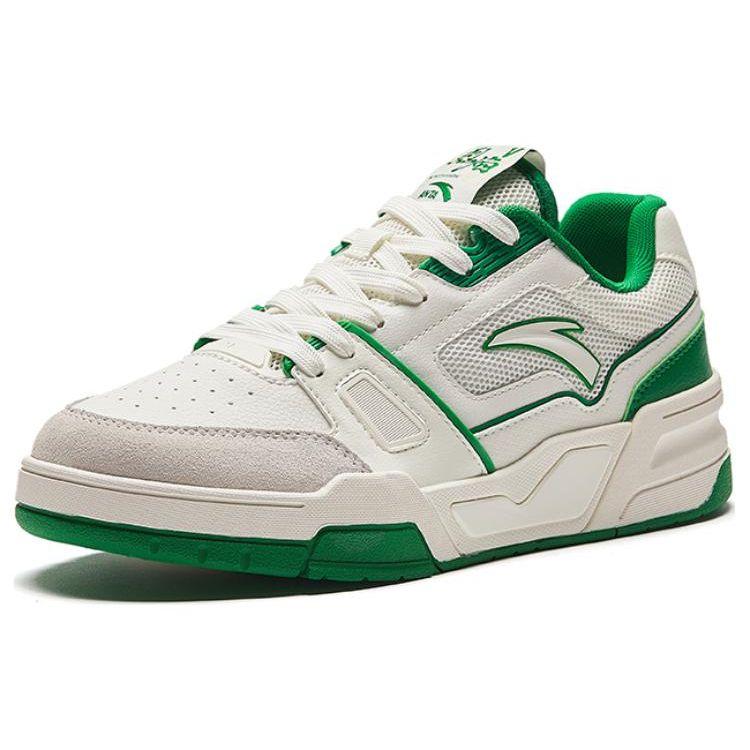 Anta Lifestyle Series Flame 5.0 Non-Slip Wear-Resistant Low-Top Skate Shoes Women Sneaker White Green 122428081-2