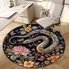 1pc Snake and Floral Illustration Round Carpet, Made of Polyester,Perfect for Decorating Office Chairs, Living Rooms
