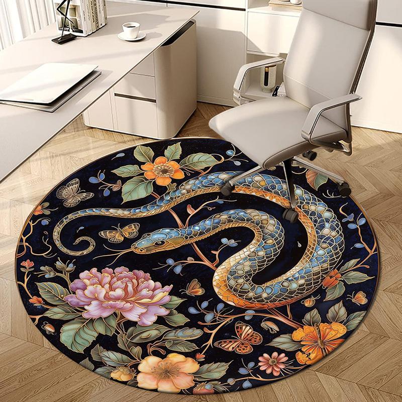 1pc Office Carpet Chair Mats Snake and Floral Garden Perfect for Decorating Office Chairs, Living Rooms, Or Bedrooms