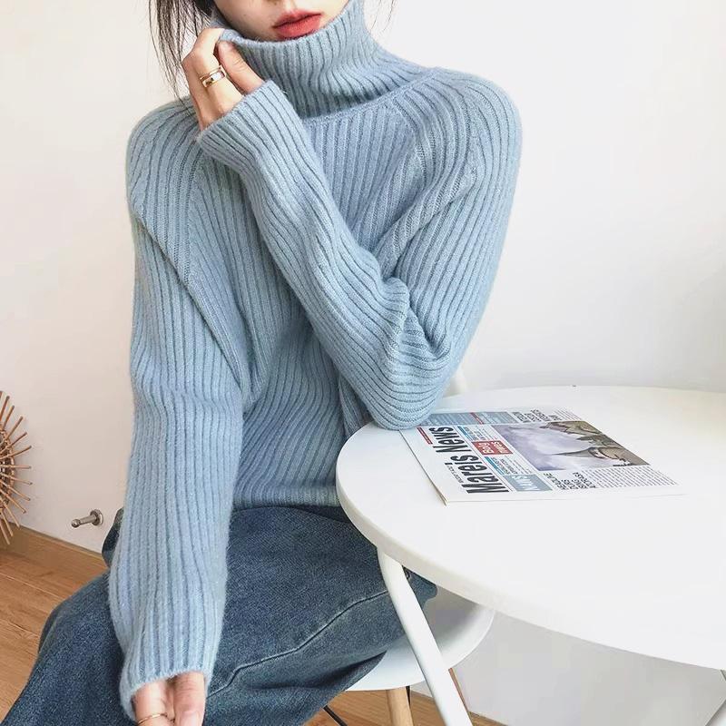 2024 New Women's Shiny Soft Turtleneck Sweater - Thick, Lazy Style, Loose Knitted for Autumn and Winter