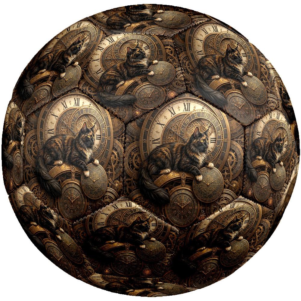 1pc Steampunk Cat Clockwork Theme Soccer Ball Football, Size 5, Lightweight PVC, Outdoor Training Soccer Ball,Sports Gift t61478