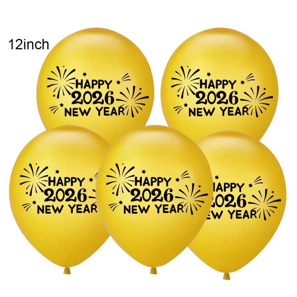 Golden Black 2026 Happy New Year Balloons, New Year Eve Party Decoration Supplies, Suitable for Festive Gatherings