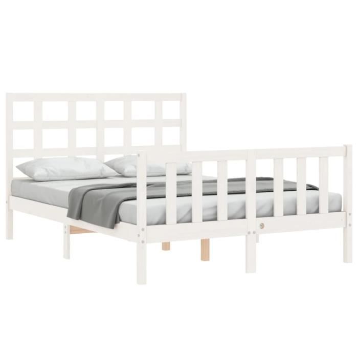 VidaXL Bed Frames with Headboard White Small Double Solid Wood 3192072