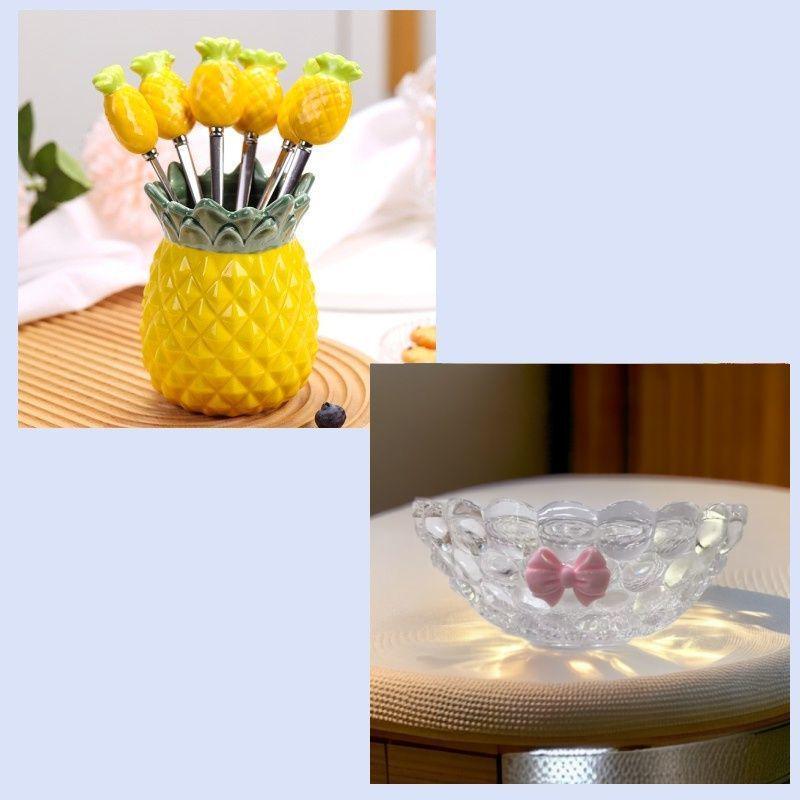 Elegant Stainless Steel & Ceramic Fruit Fork Set