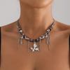 Accessories Oil Drop Butterfly Pendant Collarbone Chain Opal Splicing Beaded Quadruple Star Tassel Necklace Female