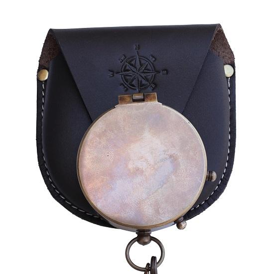 Thoreau Go Citat cu încredere busolă gravată în husă din piele în relief, busolă pentru bărci, busolă de camping,