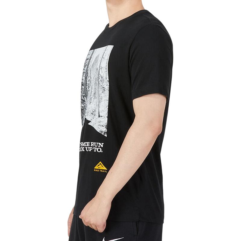 Nike Landscape Letter Print Crew Neck Straight Short Sleeve T-Shirt Men Tops Black DM5434-010