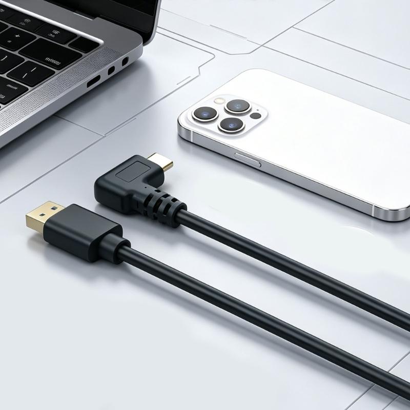 25-150cm Right Angle USB Type C Cable USB 3.0 A Male To USB C Male 60W Fast Charge For Phones Laptops Fan