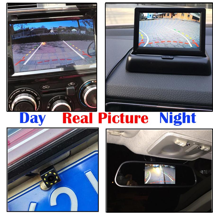 5 Inch Car Monitor TFT LCD HD Digital + Intelligent Dynamic Trajectory HD 8LED Car Rearview Camera LED Night Vision Reverse Parking Waterproof
