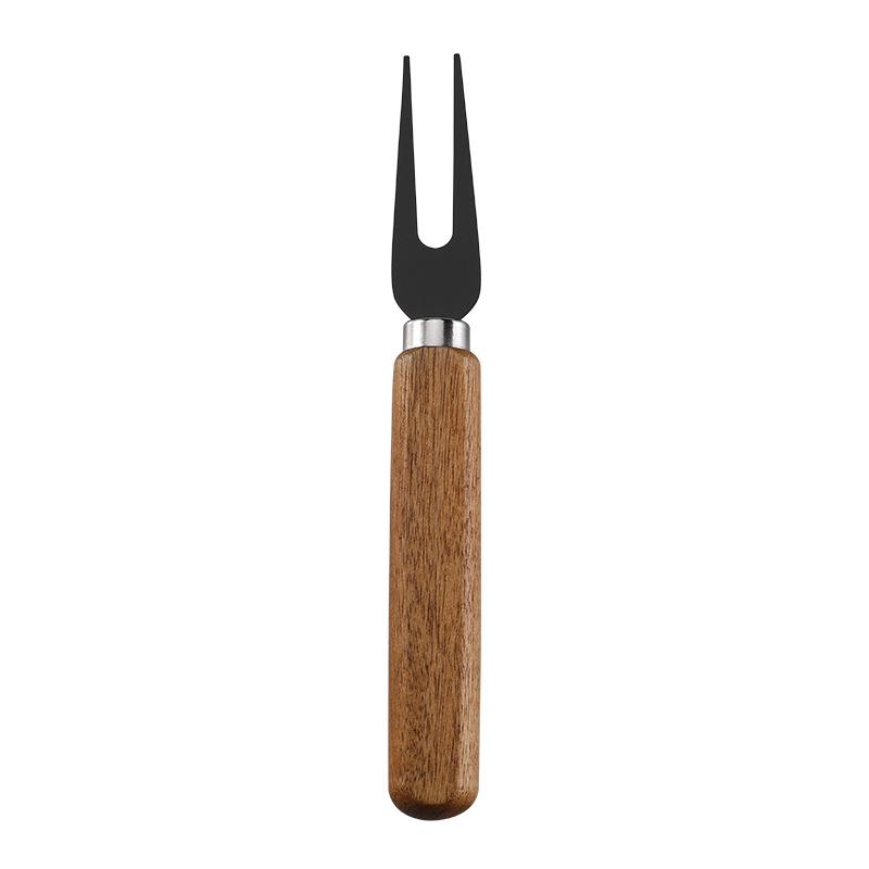 In-Stock Cheese & Butter Knife Set: Stainless Steel Black Blade with Acacia Wood Handles, Western Cutlery