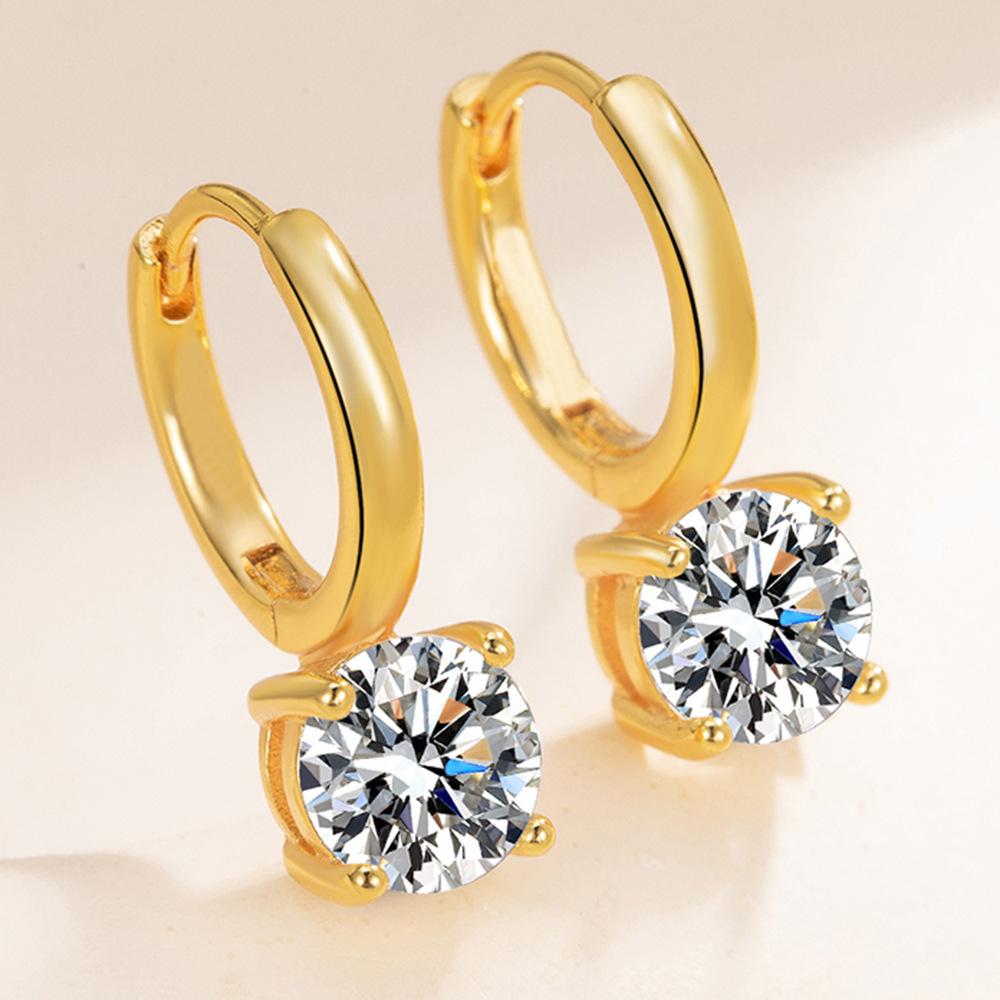925 Sterling Copper CZ Star Moon Asymmetric Hoop Earrings for Women Girls Gold Copper Color Party Zircon Gifts