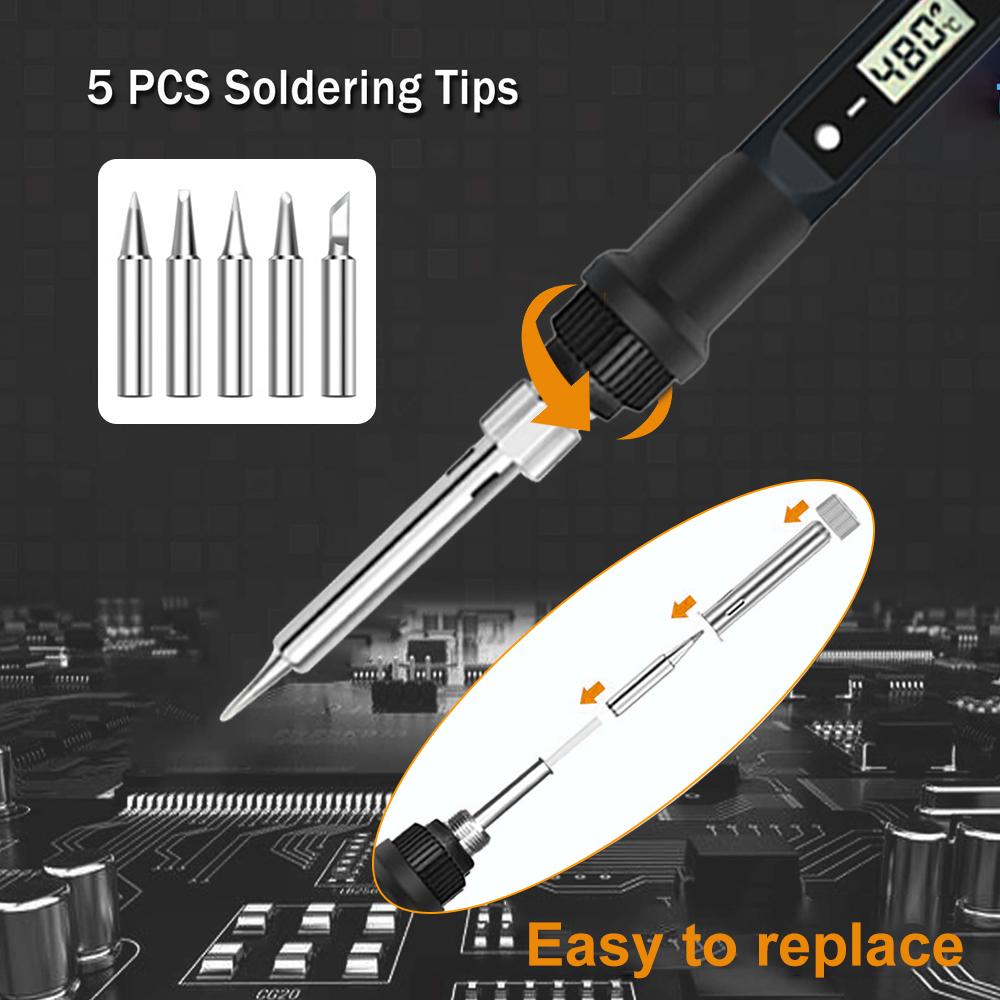 80W Electric Soldering Iron Adjustable Temperature Digital Display Electronic Welding Repair Tools With Solder Tin Iron Tips