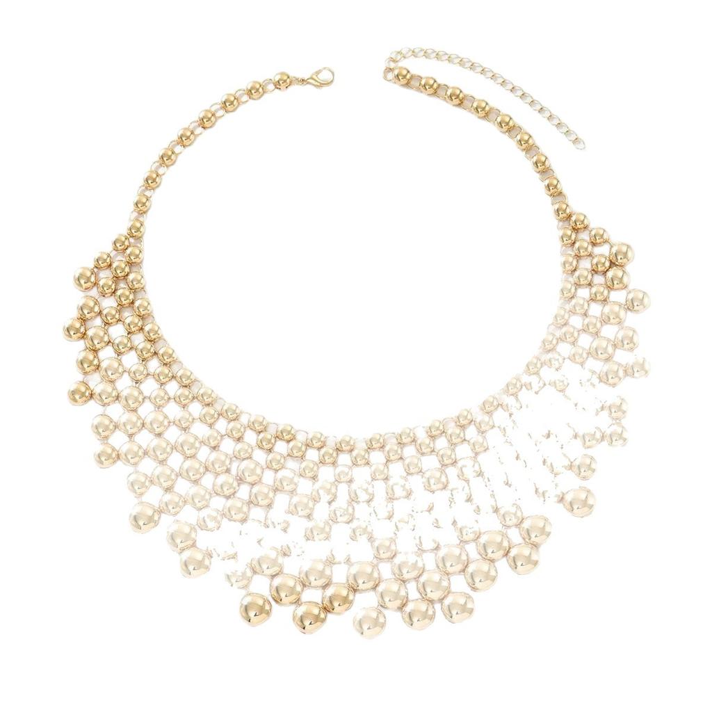 Necklace Geometric Round Splicing Personalized Necklace Exaggerated Wind Metal Tassel Clavicle Chain