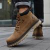 Men's Mid-Top Leather Work Boots - Autumn British Style High-Top Martin Shoes