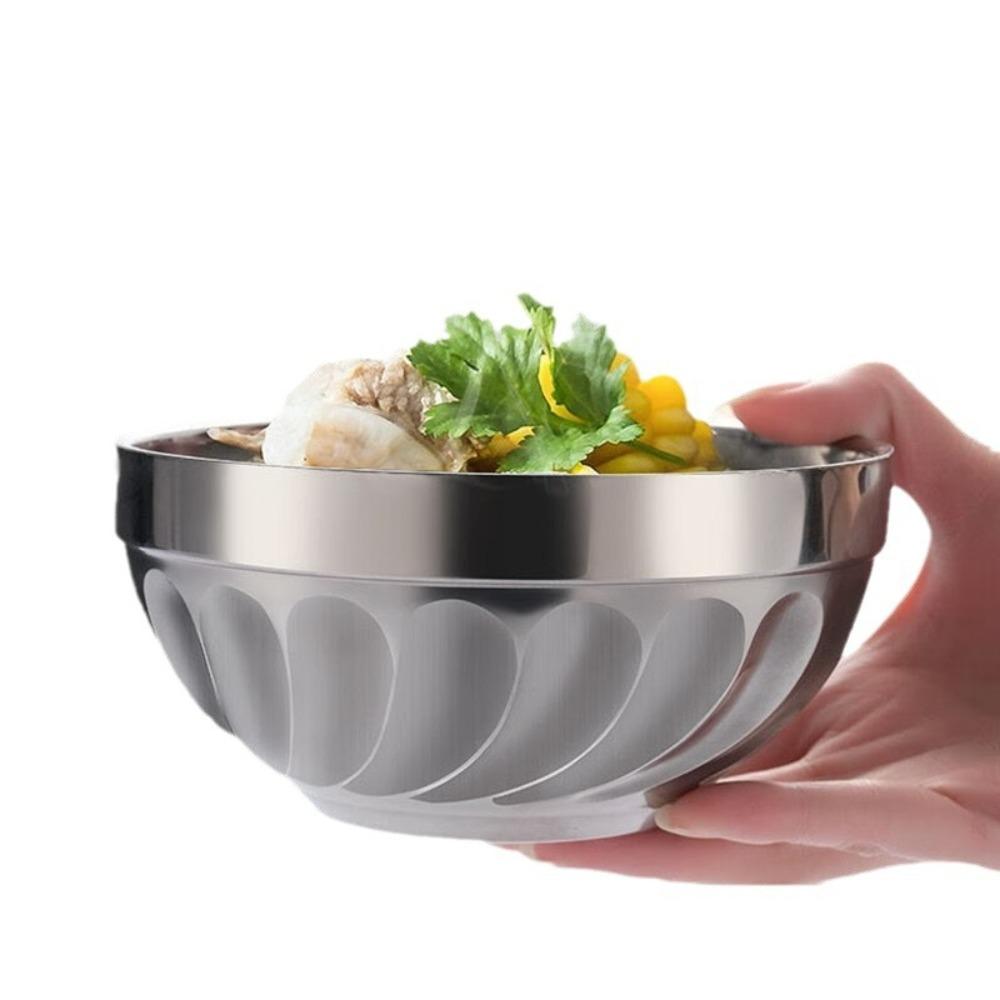 Fell -resistant Stainless Steel Bowl Double-layer Canteen Bowl Tableware Soup Bowl  Kindergarten