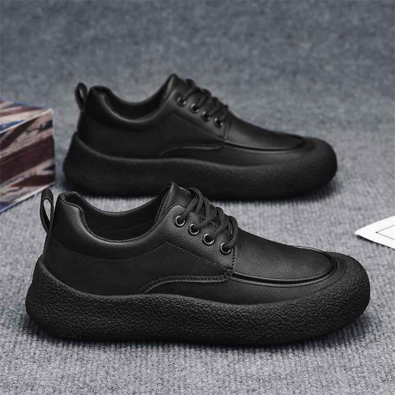 Fashion Flat Men's Shoes Comfort Sneakers for Men White Casual Man Leather Shoes Outdoor Walking Flat Platform Shoe Chaussure Hommes