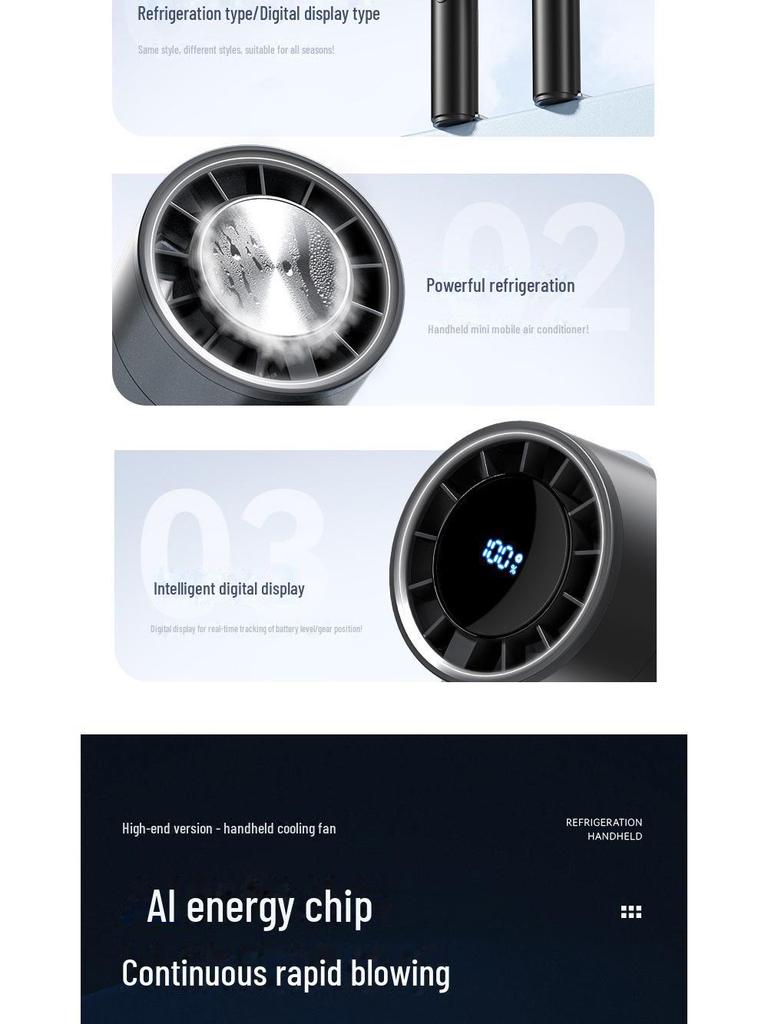 2025 USB Portable Mini Turbine Ice Fan: 100-Speed Digital Display Outdoor Handheld